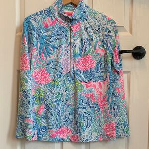 Lilly Pulitzer Small Vibrant Coral Reef Print Half-Zip Pullover